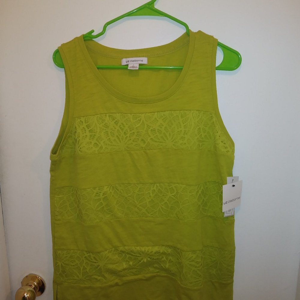WOMEN LIZ CLAIBORNE LACE TOP SIZE L CITRONELLE